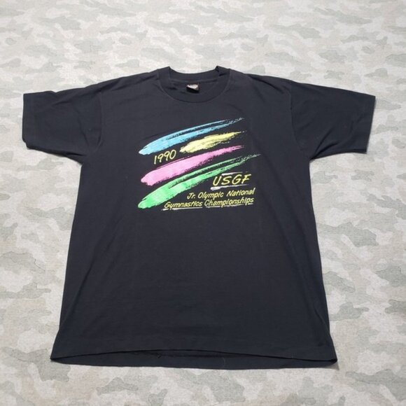 Vintage Screen Stars Shirt Mens XL Black Made In USA Gymnastics Single Stitch - Picture 1 of 9